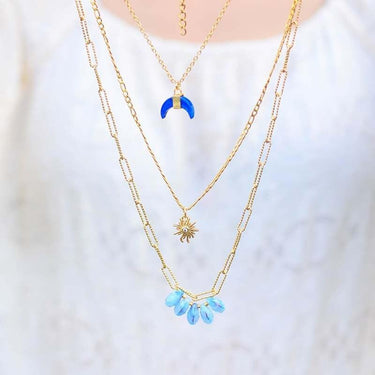 Sun Moon Star Lapis Necklace-Your Soul Place